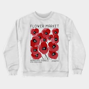 Retro poppy flower market, mid-century modern poster style Crewneck Sweatshirt